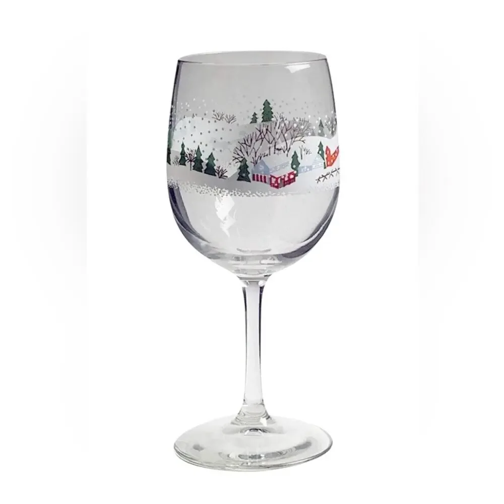 4 LENOX SLEIGHRIDE 12 OZ STEMMED WINE GLASS GOBLETS